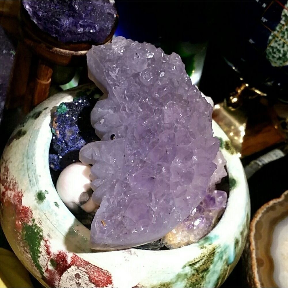 130.4g Amethyst Moon Totem Figurine
